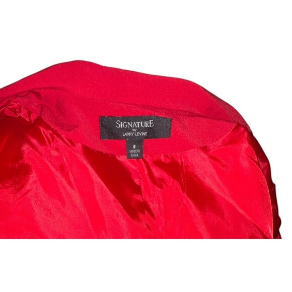 Signature By Larry Levine Red Two-Piece Dress Suit Set Size 8 Womens Elegant For - Picture 3 of 16